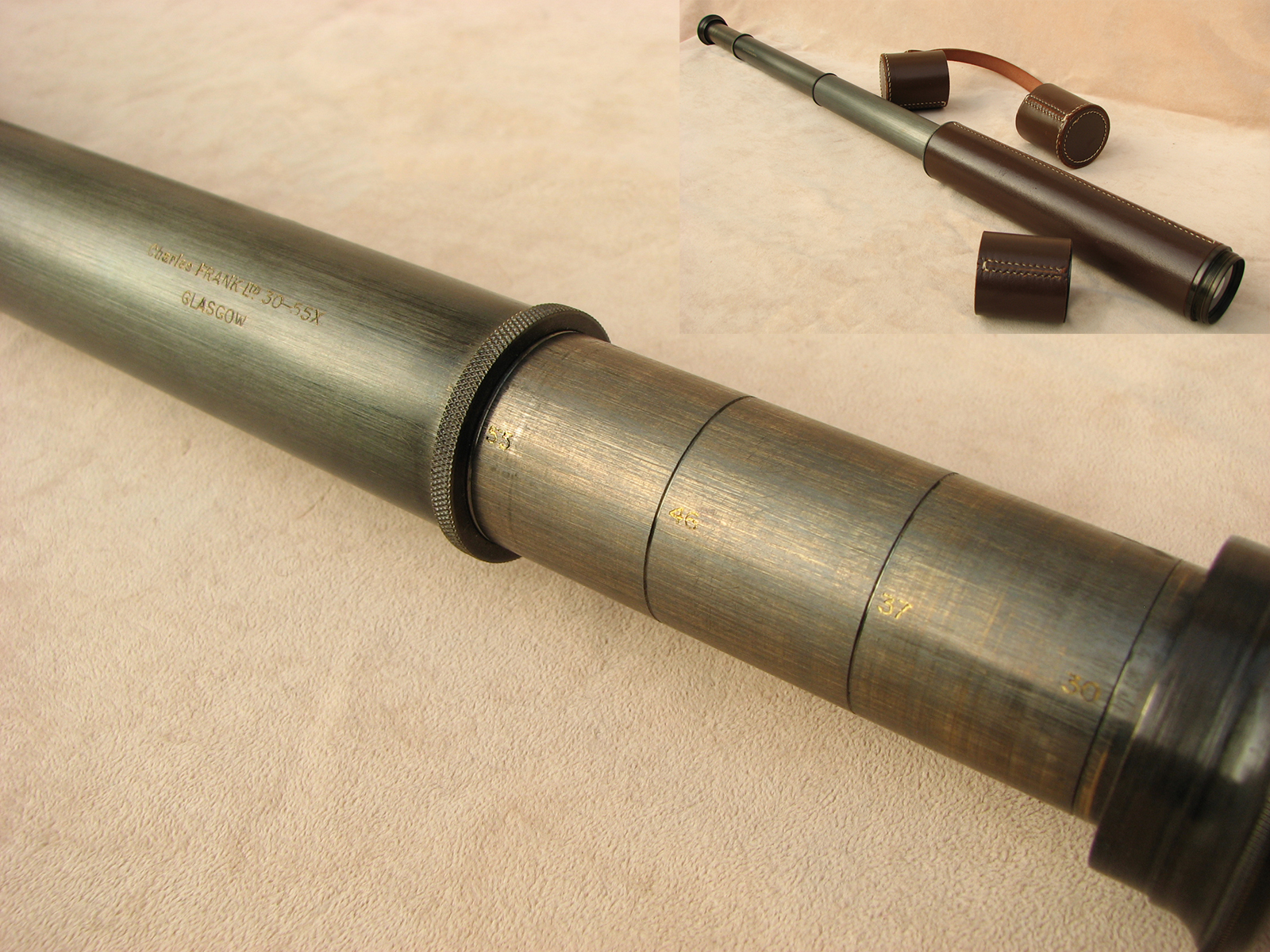 Powerful 55x magnification field telescope by Charles Frank, Glasgow.